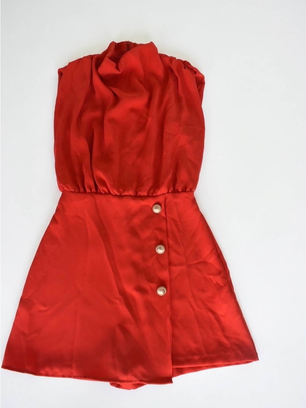 Zara Red Romper with Gold Buttons